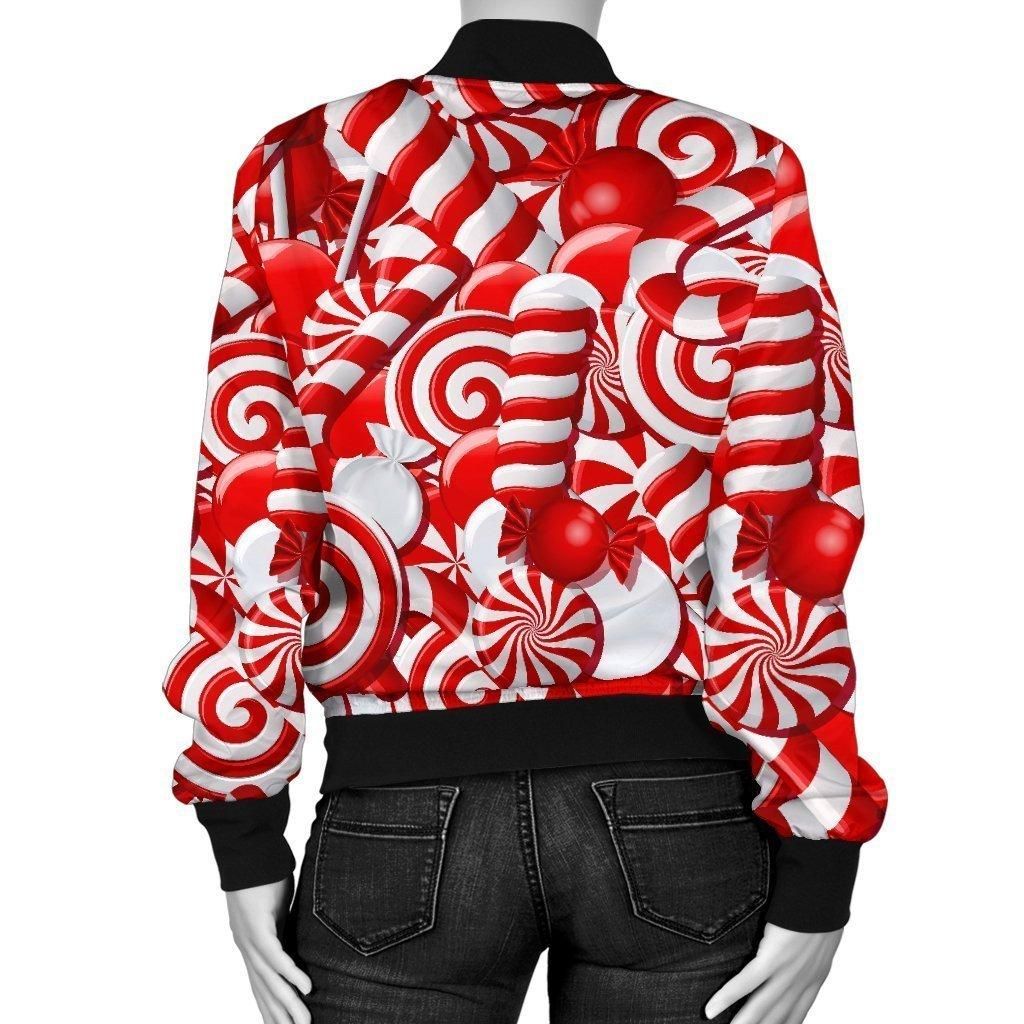 Candy-Cane-Print-Pattern-Women-Casual-Bomber-Jacket-2