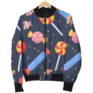 Candy Pattern Print Women Casual Bomber Jacket