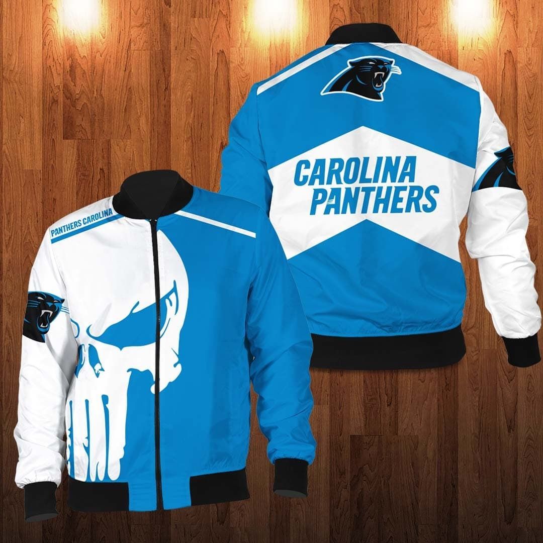 Carolina Panthers Punisher Skull Bomber Jacket Carolina Panthers Punisher Skull Bomber Jacket