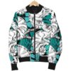 Cartoon Chameleon Pattern Print Women Casual Bomber Jacket