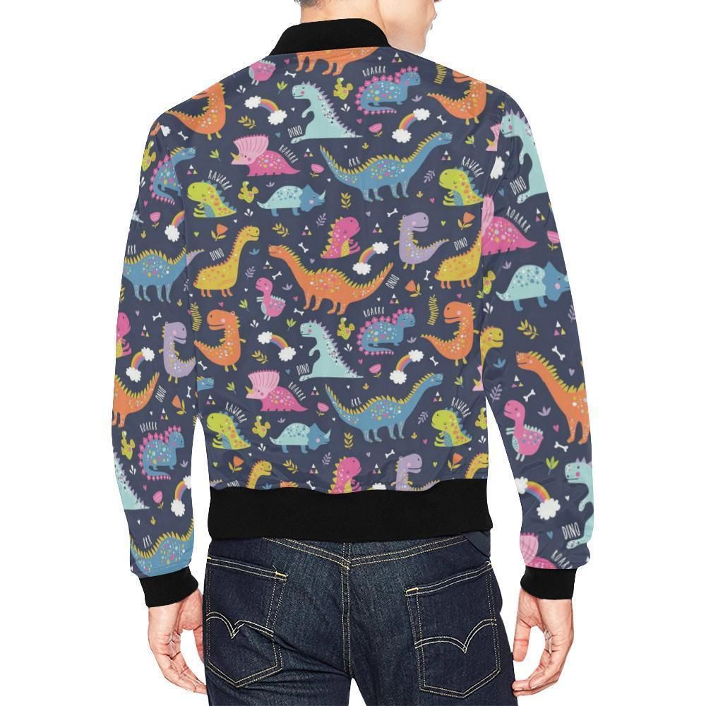 Cartoon-Dino-Dinosaur-Pattern-Print-Mens-Bomber-Jacket-2