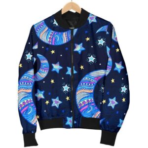 Celestial Pattern Print Women Casual Bomber Jacket