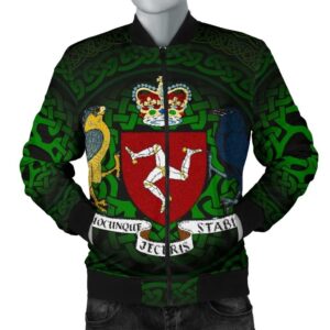 Celtic Men's Bomber Jacket - Isle of Man Celtic Coat of Arms - BN15 Bomber Jacket