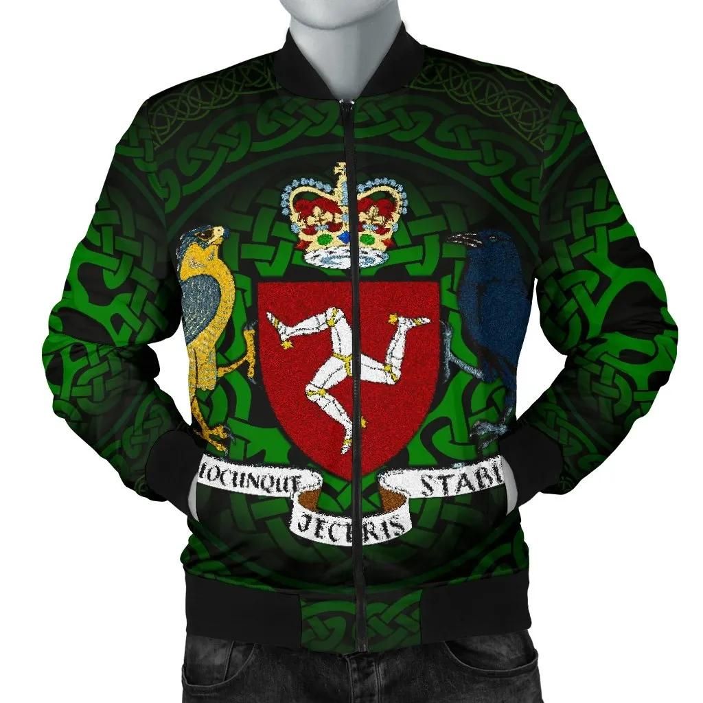 Celtic Men's Bomber Jacket - Isle of Man Celtic Coat of Arms - BN15 Bomber Jacket Celtic Men's Bomber Jacket - Isle of Man Celtic Coat of Arms - BN15 Bomber Jacket