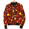 Champagne Pattern Print Women Casual Bomber Jacket