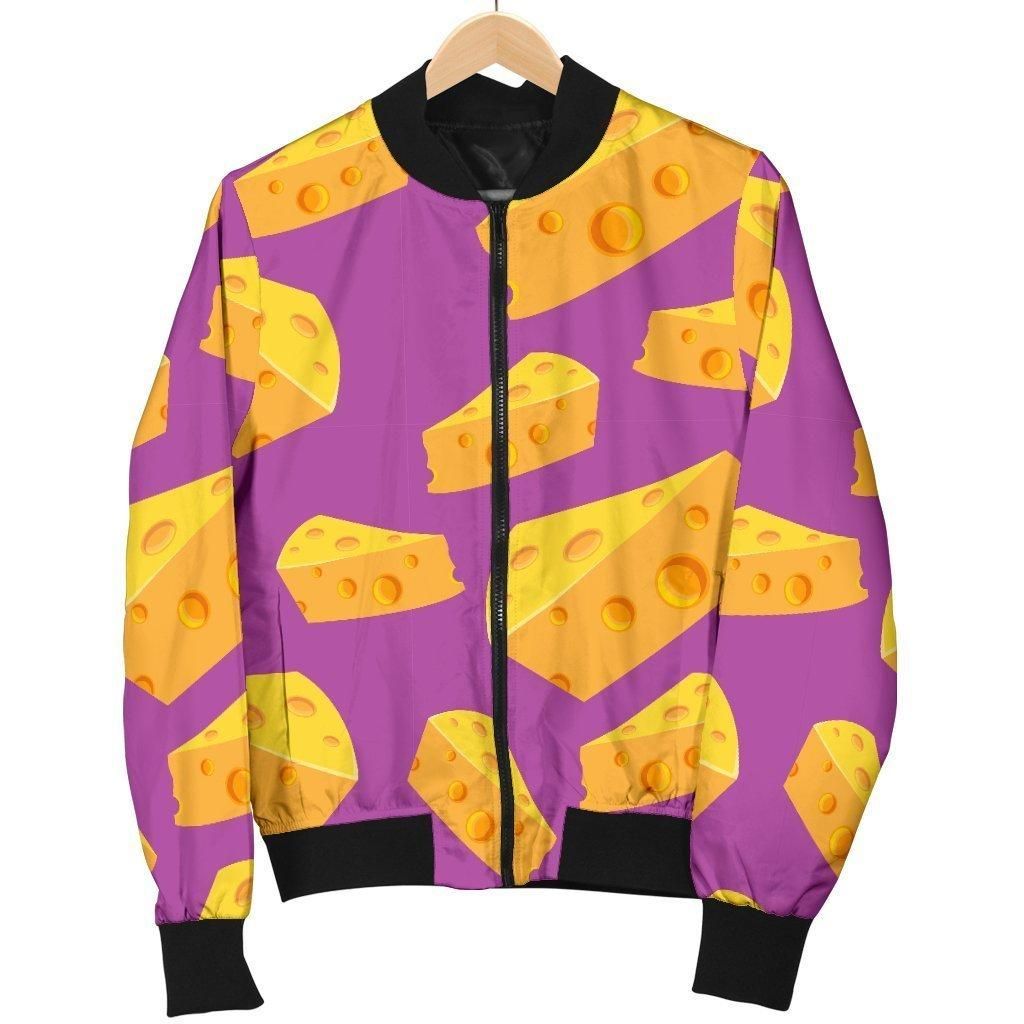 Cheese Pattern Print Women Casual Bomber Jacket Cheese Pattern Print Women Casual Bomber Jacket