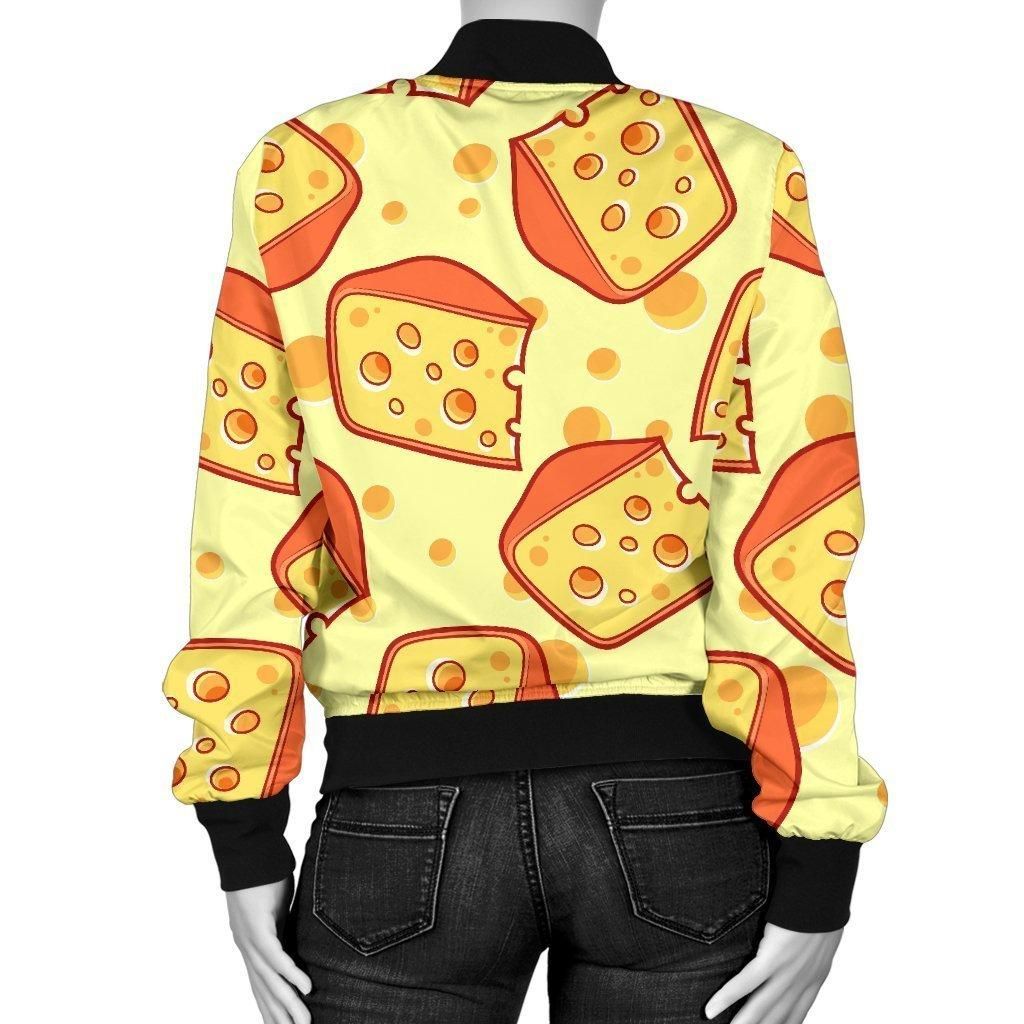 Cheese-Print-Pattern-Women-Casual-Bomber-Jacket-2