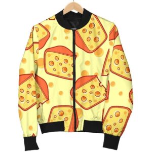 Cheese Print Pattern Women Casual Bomber Jacket