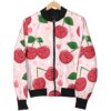 Cherry Print Pattern Women Casual Bomber Jacket