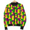 Chess Color Pattern Print Women Casual Bomber Jacket