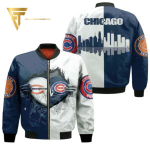 Chicago Bears And Chicago Cubs Full Printing Bomber Jacket