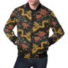 Chinese Dragon Rose Pattern Print Mens Bomber Jacket