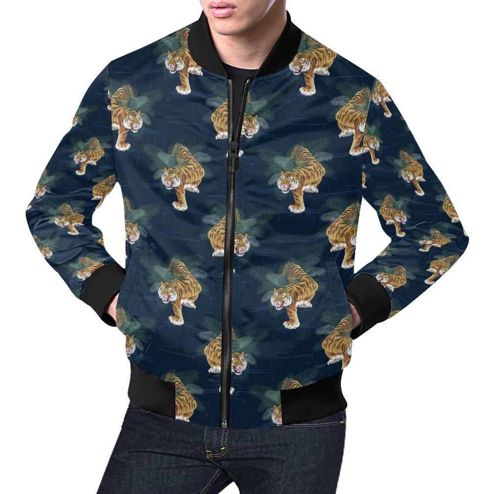 Chinese Tiger Pattern Print Mens Bomber Jacket Chinese Tiger Pattern Print Mens Bomber Jacket
