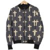 Christian Cross Pattern Print Women Casual Bomber Jacket