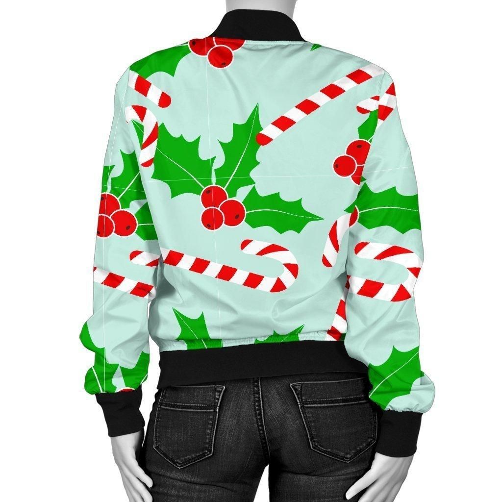 Christmas-Candy-Cane-Pattern-Print-Women-Casual-Bomber-Jacket-2