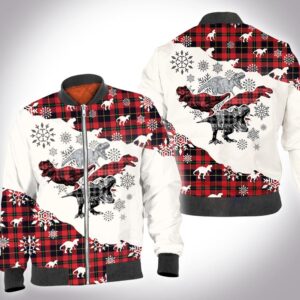 Christmas tartan dinosaur 3D All Over Printed Shirt