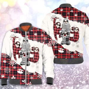 Christmas tartan sloth 3D All Over Printed Shirt