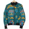 Circus Amusement Park Pattern Print Women Casual Bomber Jacket