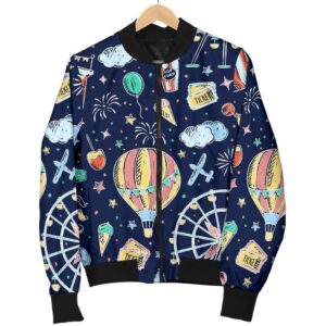 Circus Dream Pattern Print Women Casual Bomber Jacket