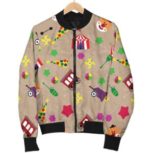 Circus Pattern Print Women Casual Bomber Jacket