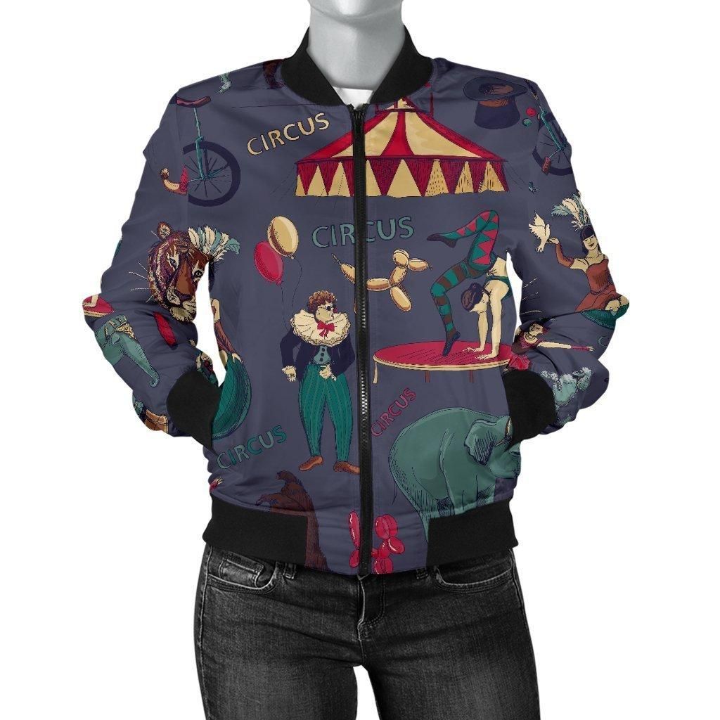 Circus-Print-Pattern-Women-Casual-Bomber-Jacket-1