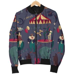 Circus Print Pattern Women Casual Bomber Jacket