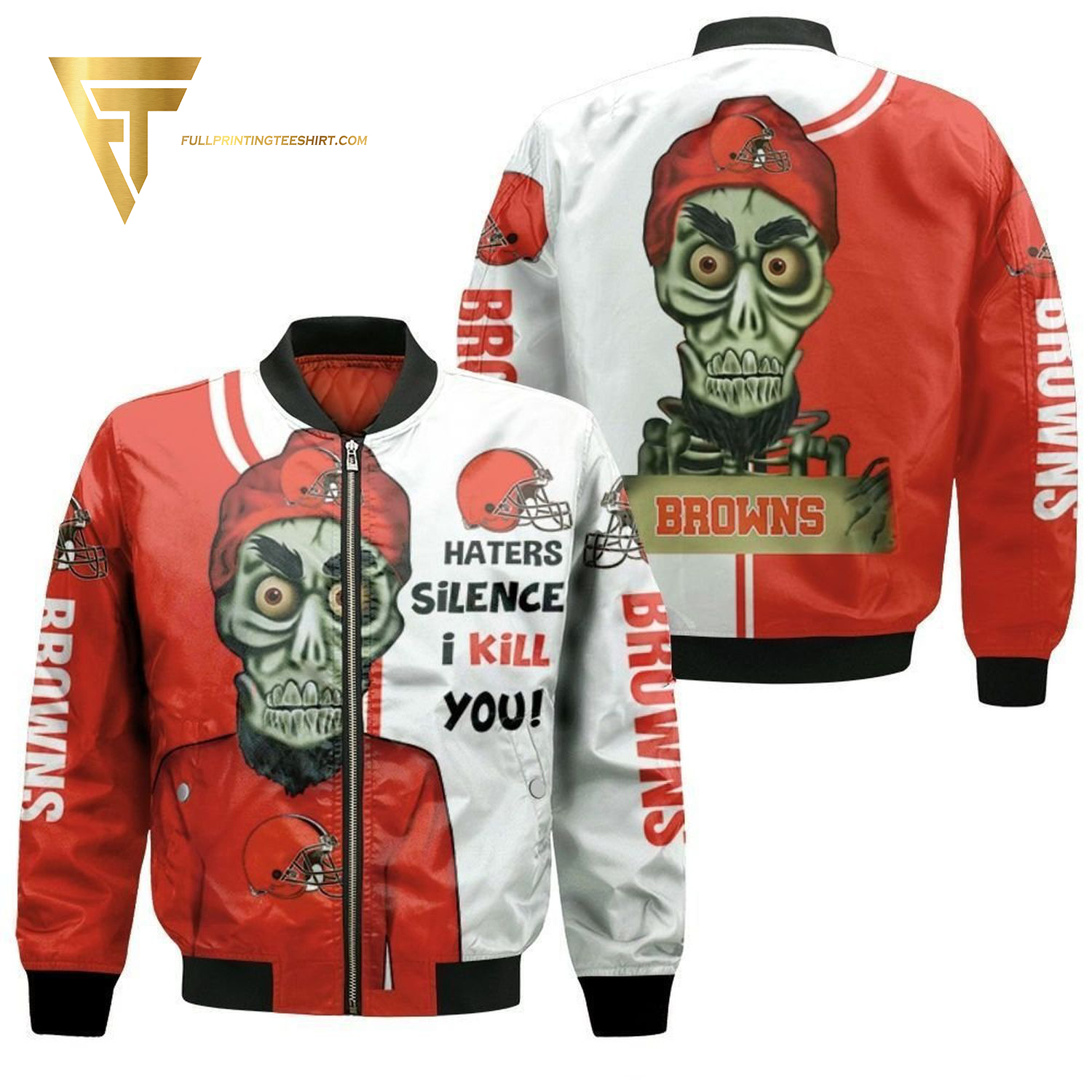 Cleveland Browns Haters Silence I Kill You Achmed Bomber Jacket Cleveland Browns Haters Silence I Kill You Achmed Bomber Jacket