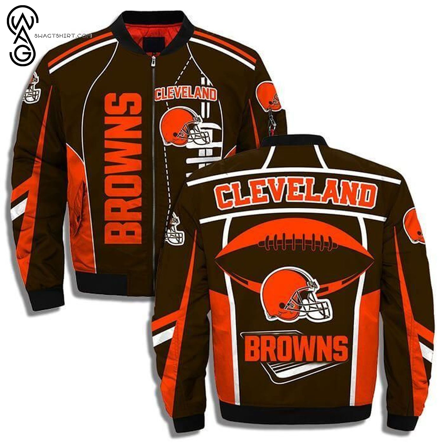 Cleveland Browns Helmet All Over Printed Bomber Jacket Cleveland Browns Helmet All Over Printed Bomber Jacket