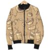 Coffee Pattern Print Women Casual Bomber Jacket