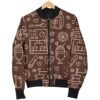 Coffee Print Pattern Women Casual Bomber Jacket