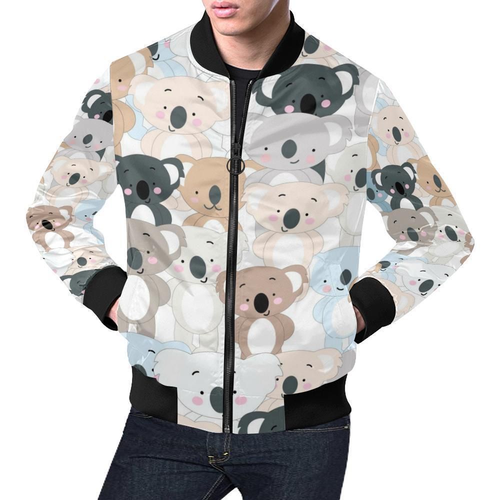 Colorful Koala Pattern Print Mens Bomber Jacket Colorful Koala Pattern Print Mens Bomber Jacket