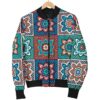 Colorful Mosaic Print Pattern Women Casual Bomber Jacket
