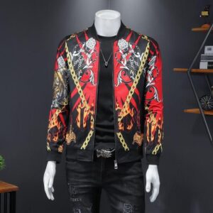 Colorful Punk Design Printed Bomber Jacket