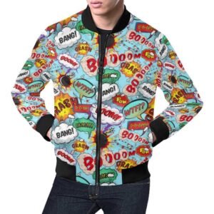 Comic Book Strip Pattern Print Mens Bomber Jacket