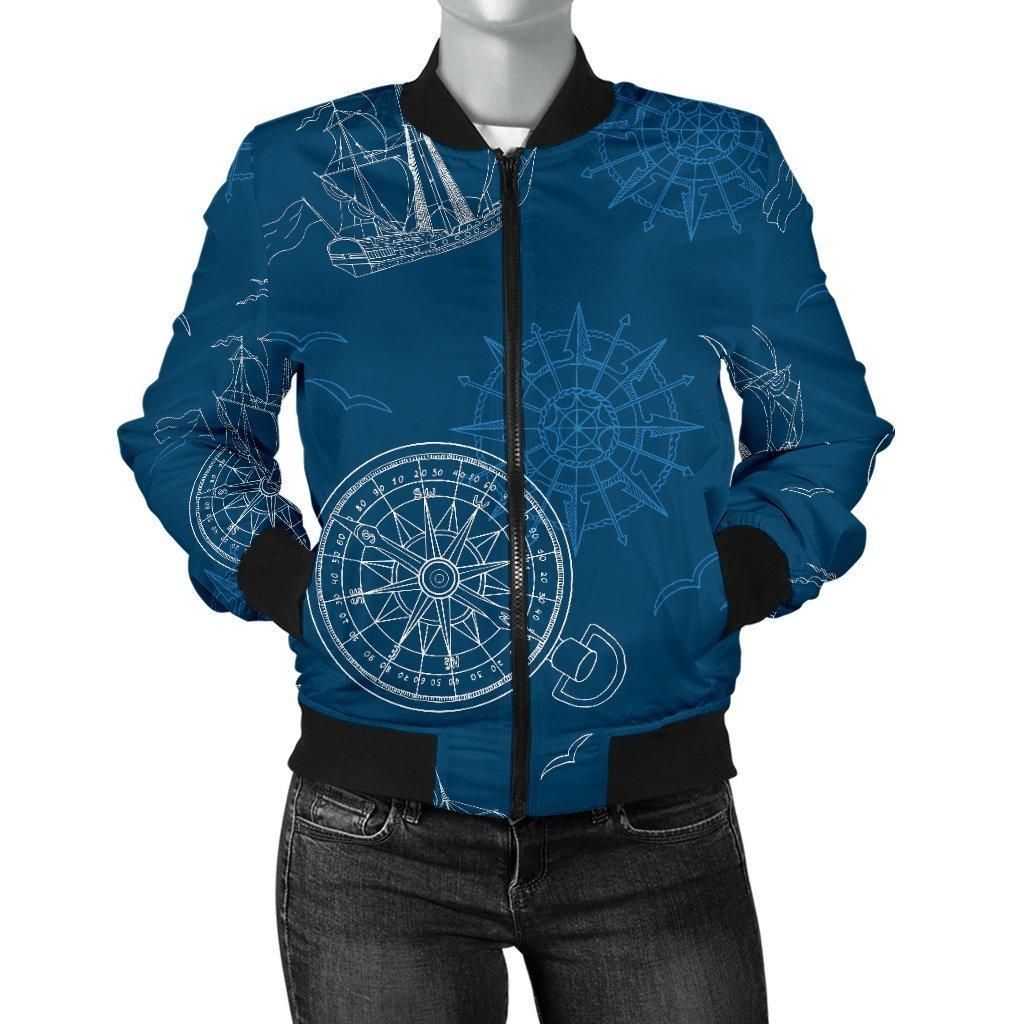 Compass-Direction-Pattern-Print-Women-Casual-Bomber-Jacket-1