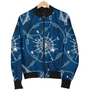 Compass Print Pattern Women Casual Bomber Jacket