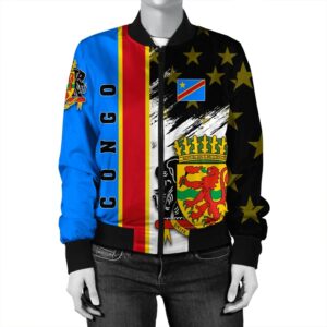 Congo Coat Of Arms Women's Bomber Jacket - Flag Style JH Bomber Jacket