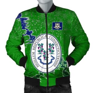 Connecticut Christmas Coat Of Arms Men Bomber Jacket X Style J78 Bomber Jacket