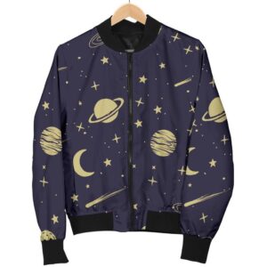 Constellation Pattern Print Women Casual Bomber Jacket