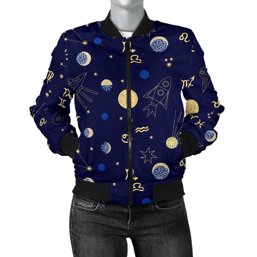 Constellation-Print-Pattern-Women-Casual-Bomber-Jacket-1