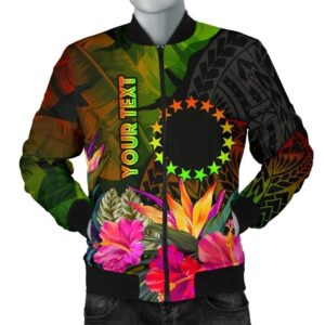 Cook Islands Polynesian Personalised Men's Bomber Jacket -  Hibiscus and Banana Leaves - BN15 Bomber Jacket