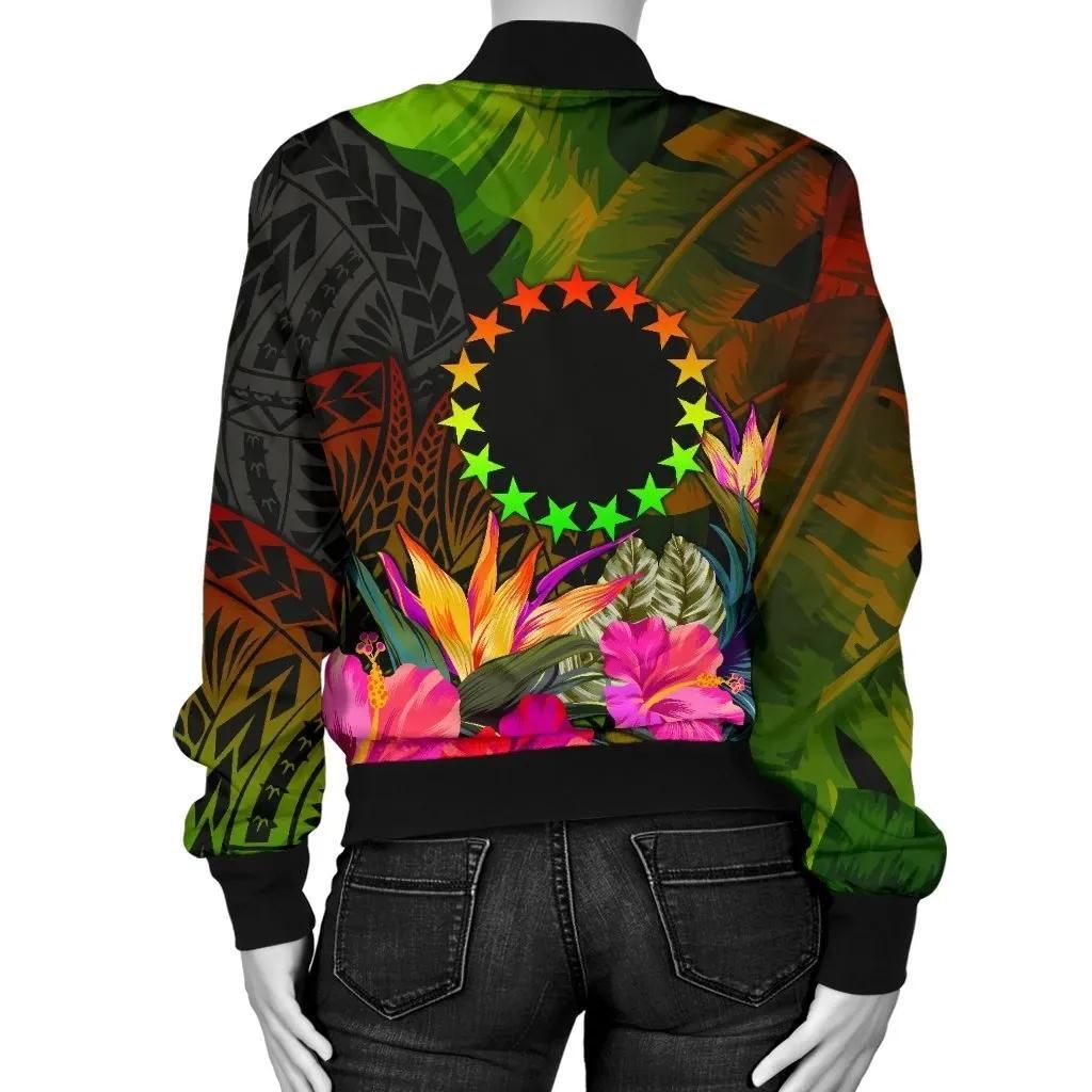 Cook-Islands-Polynesian-Personalised-Womens-Bomber-Jacket-Hibiscus-and-Banana-Leaves-BN15-Bomber-Jacket-1