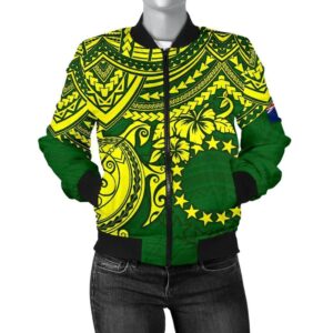 Cook Islands Polynesian bBomber Jacket (Women)  - bPolynesian Turtle - BN15 Bomber Jacket