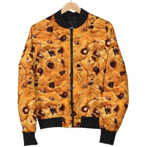 Cookie Biscuit Pattern Print Women Casual Bomber Jacket