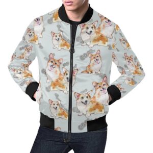 Corgi Gray Pastel Pattern Print Mens Bomber Jacket