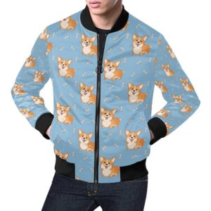 Corgi Pattern Print Mens Bomber Jacket