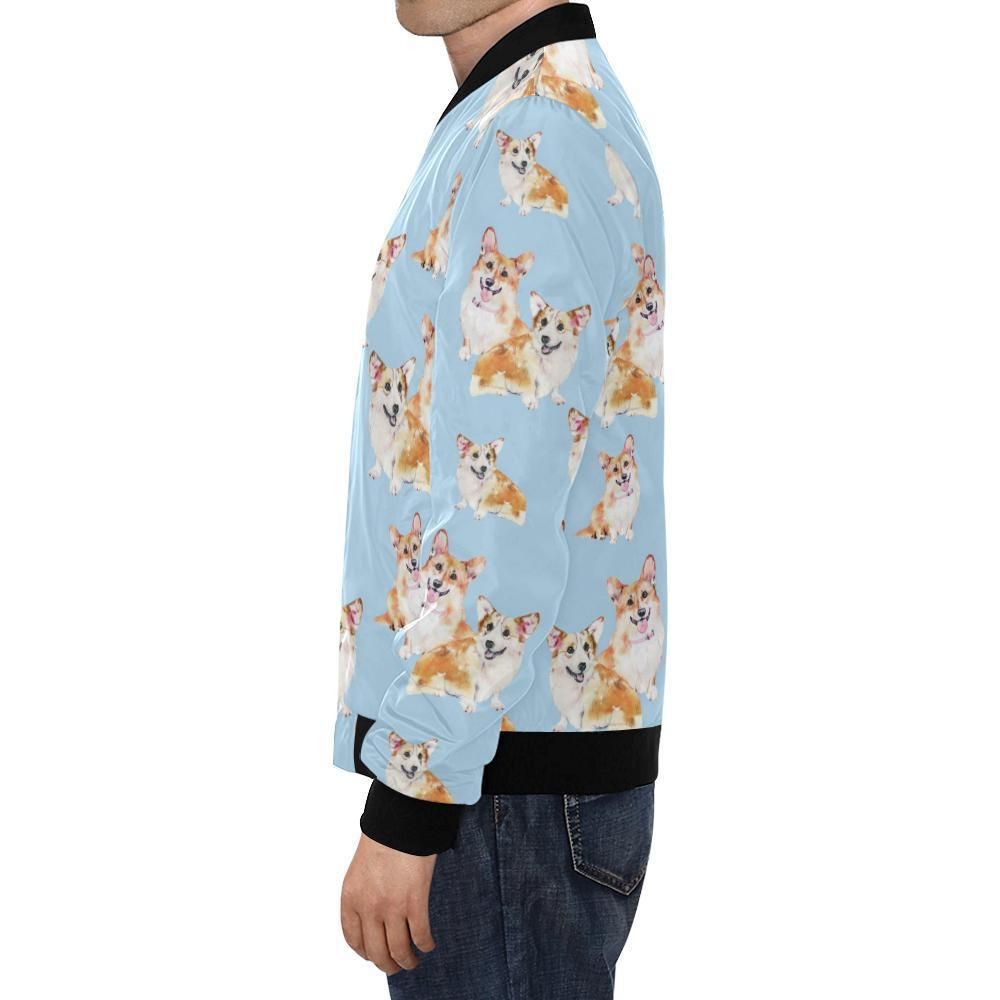 Corgi-Portrait-Pastel-Pattern-Print-Mens-Bomber-Jacket-1