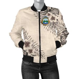 Costa Rica Women's Bomber Jacket - The Beige Hibiscus A7 Bomber Jacket
