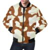 Cow Brown Pattern Print Mens Bomber Jacket