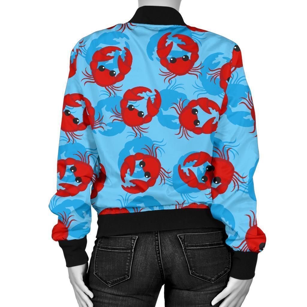 Crab-Pattern-Print-Women-Casual-Bomber-Jacket-2